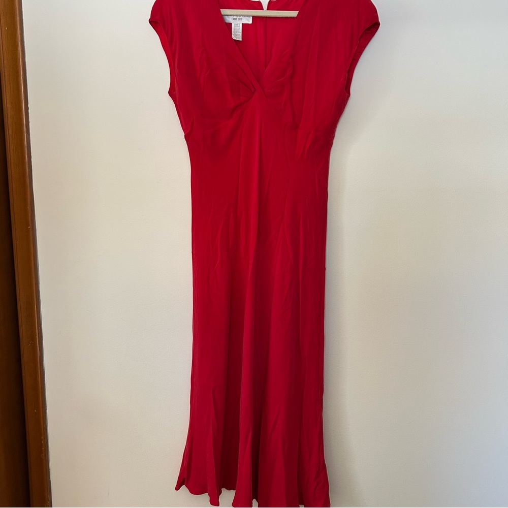 Vintage Jones New York Red Evening Silk Dress maxi size 14 - Picture 3 of 8